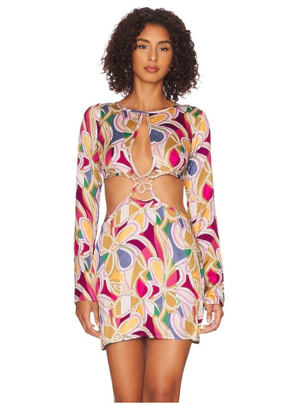 FOR LOVE & LEMONS THORA LONG SLEEVE MINI DRESS large nwt